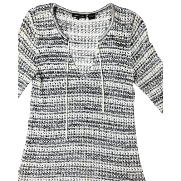 Jeanne Pierre Size M Woman Tunic Sweater 100 % Cotton With Lace-Up Neckline - Picture 1 of 6